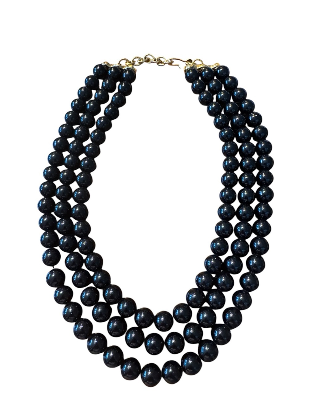 Monet Triple Strand Black Beaded Necklace